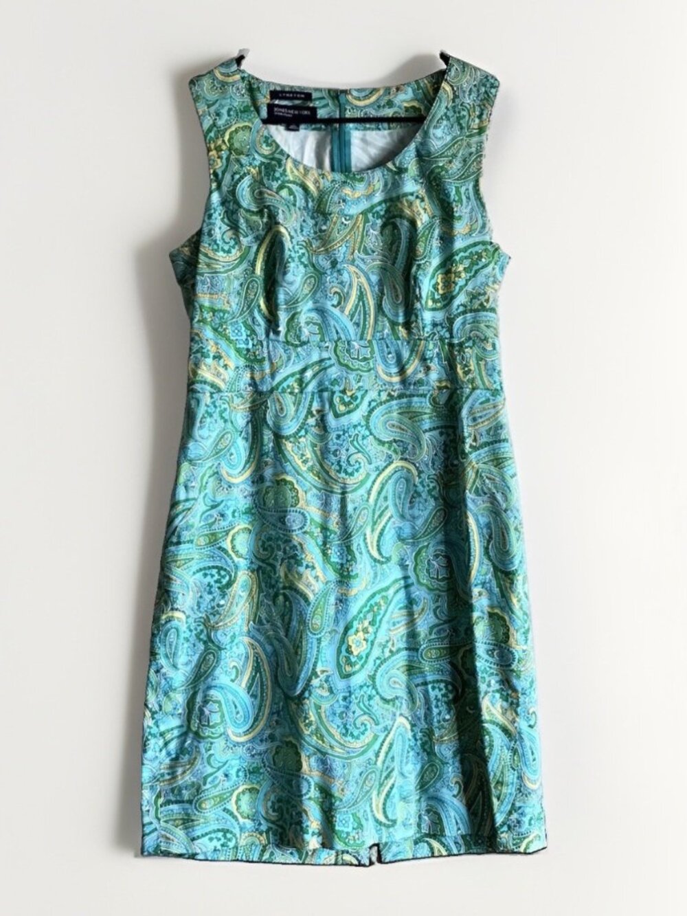 Jones New York Signature Paisley Dress Sleeveless Turquoise Green A Line 10